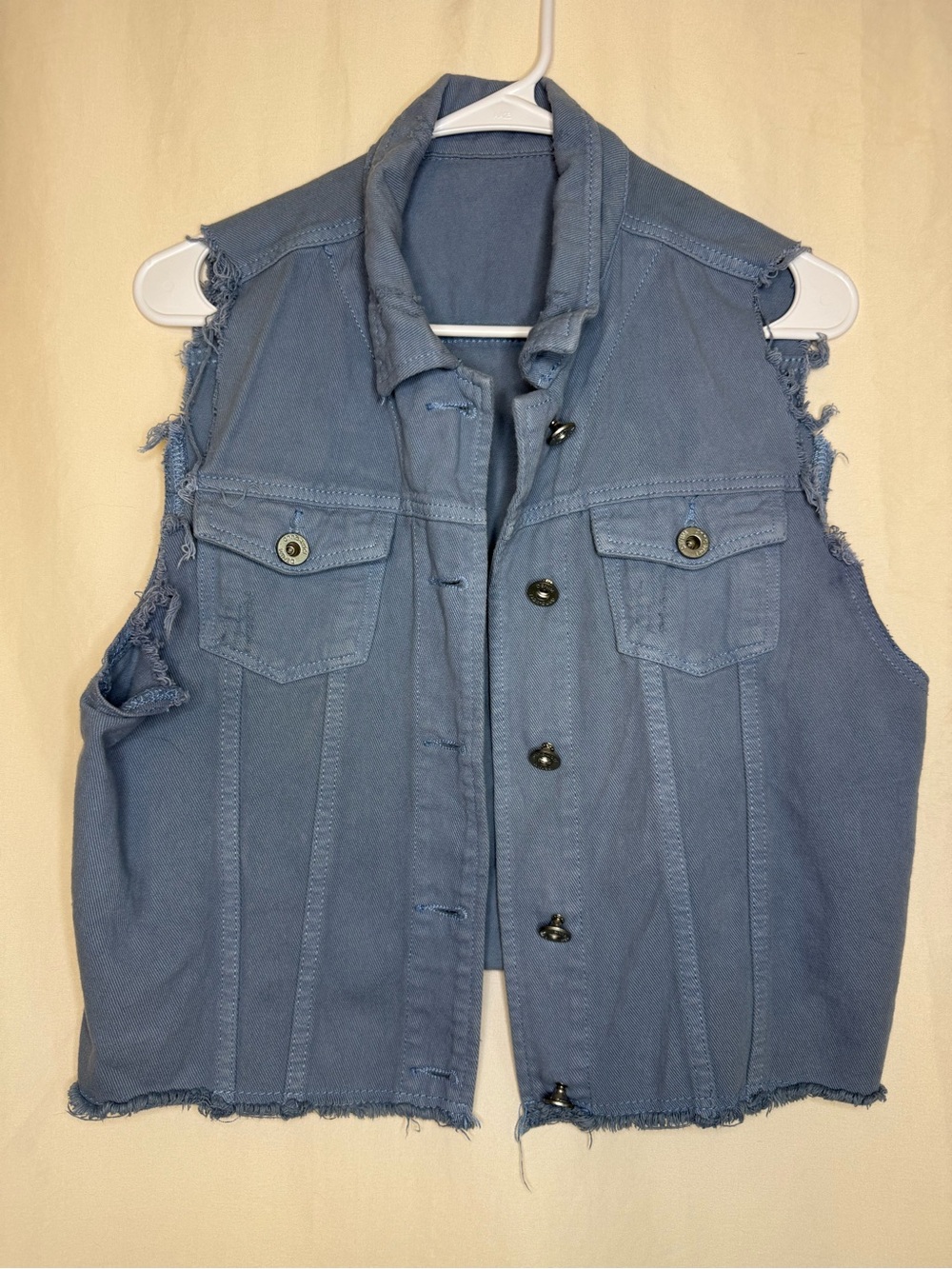 Frayed Light Blue Denim Vest for Kids